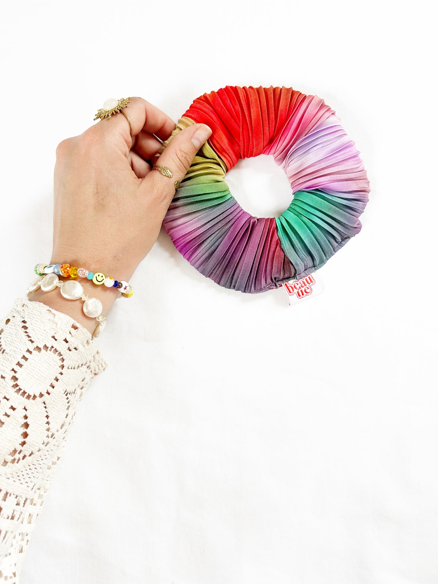 OG scrunchie in multicolour plisse