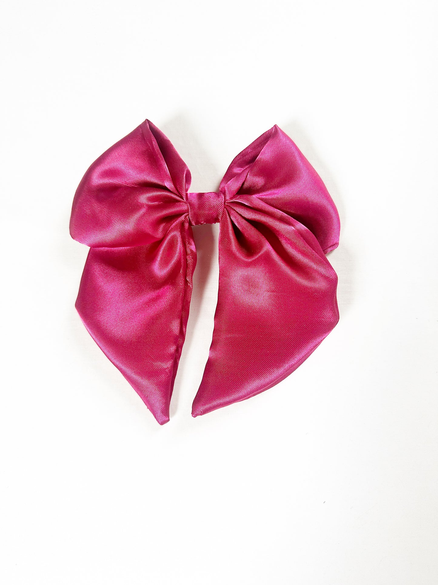 Beau hair bow in deep pink silk