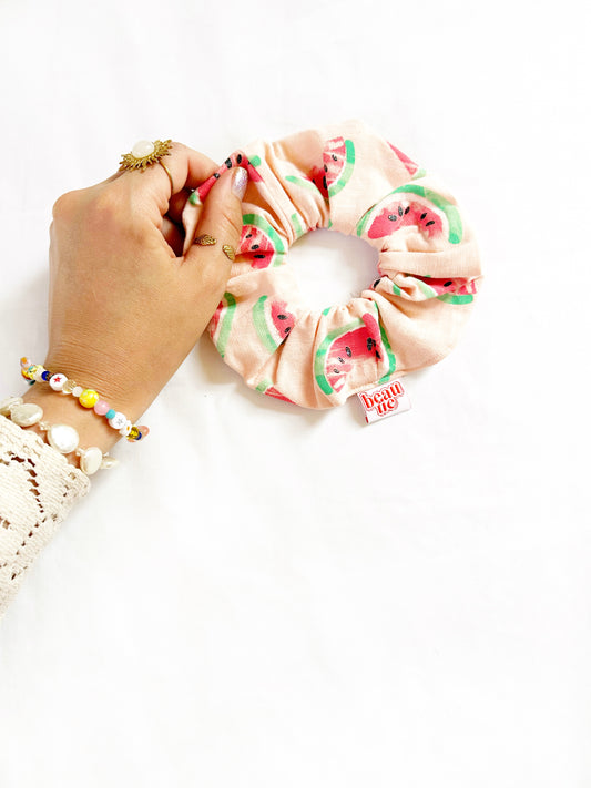 The OG scrunchie in sparkly watermelon