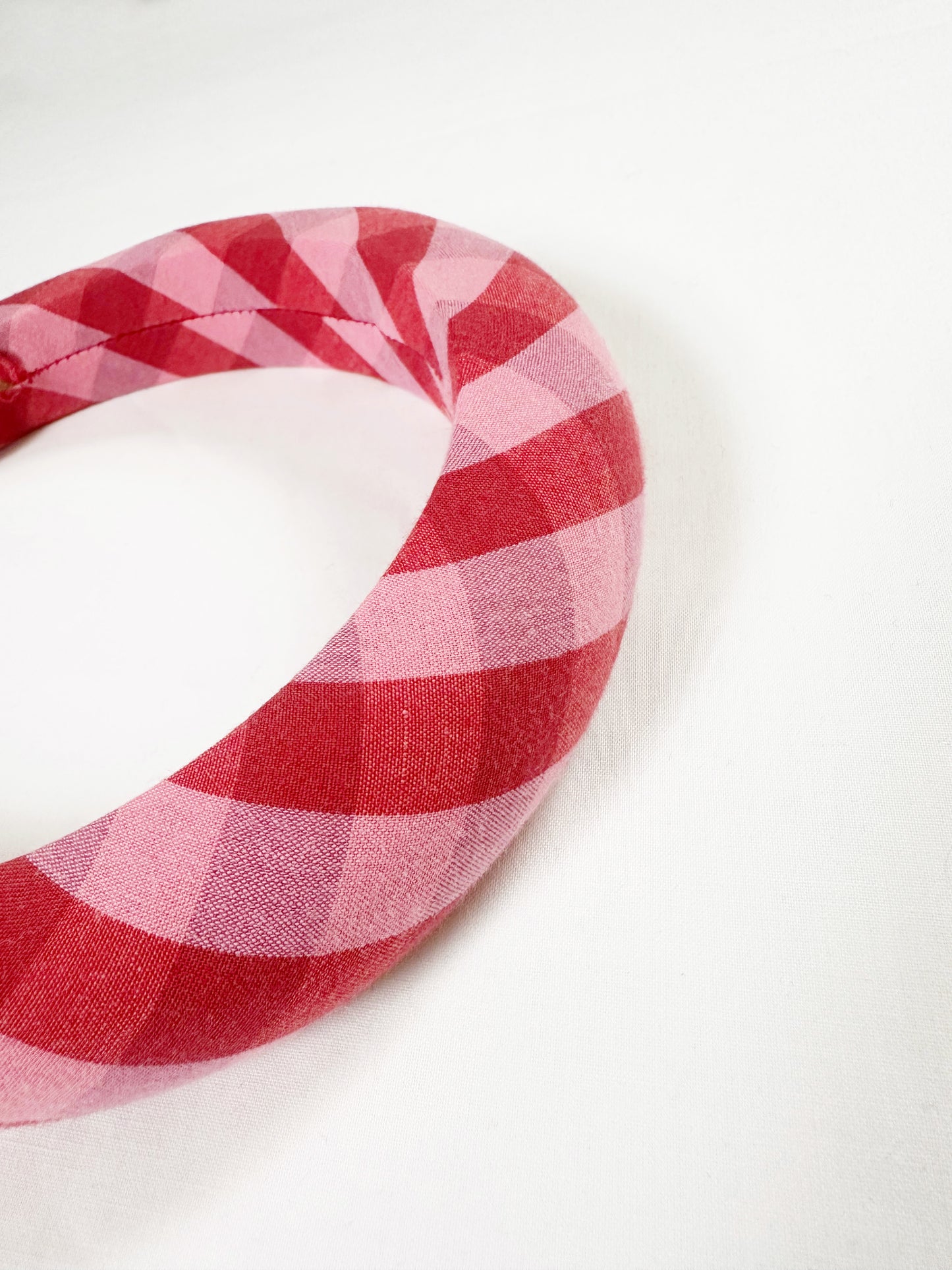 Padded Headband in pink and red check