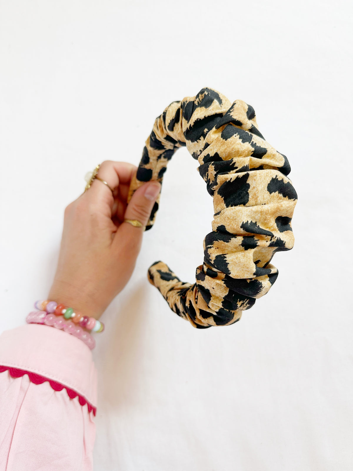 Ruffle Headband in leopard print