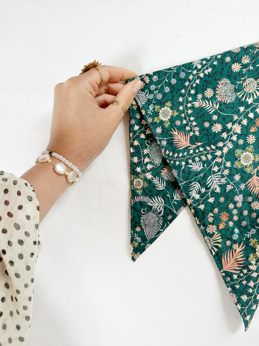 Liberty dark teal floral bandana & neck scarf