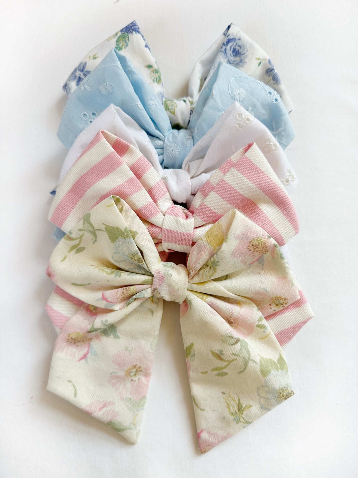 Nancy hair bow in pink white candy stripe
