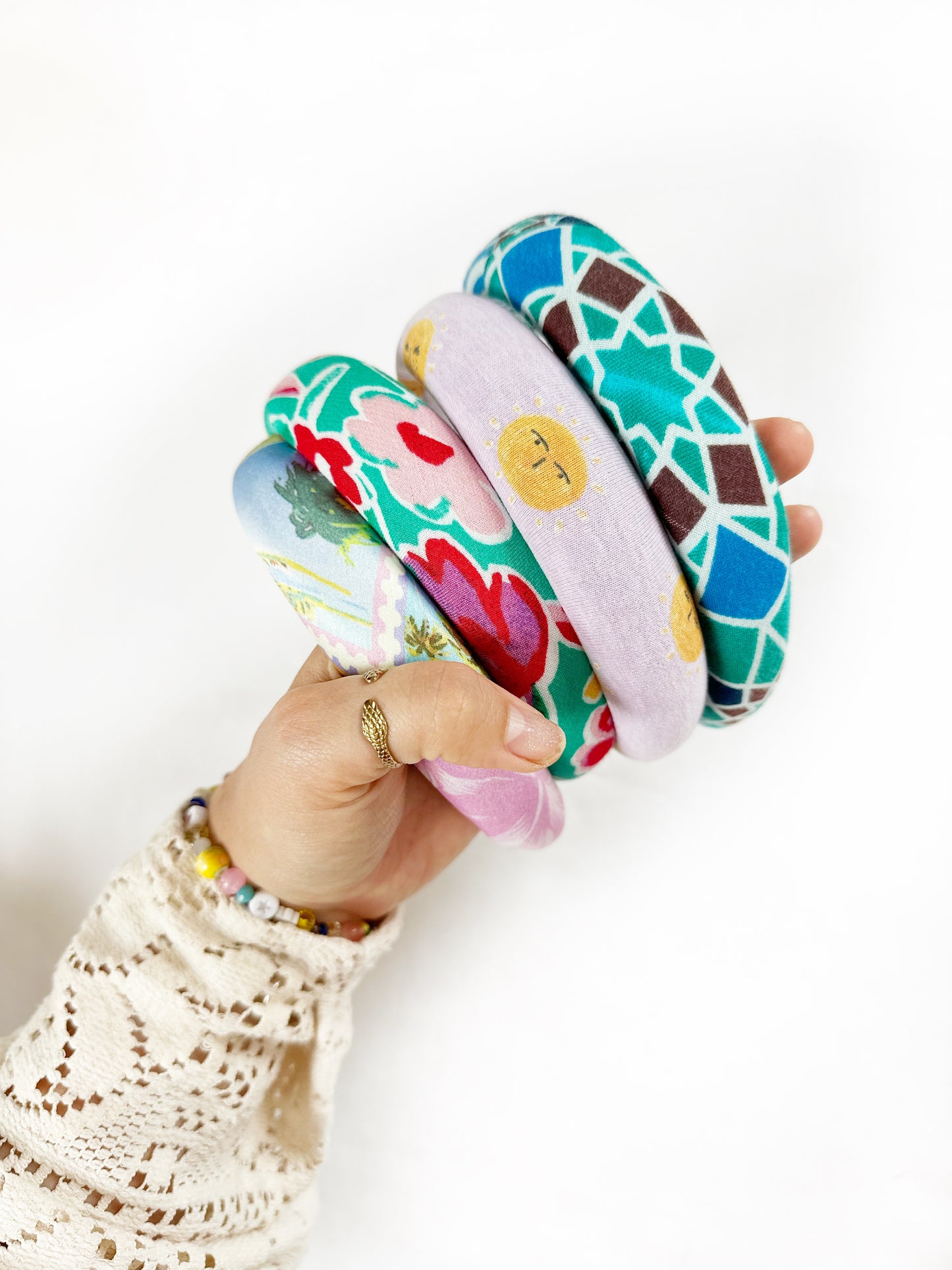 Classic Headband in turquoise tiles