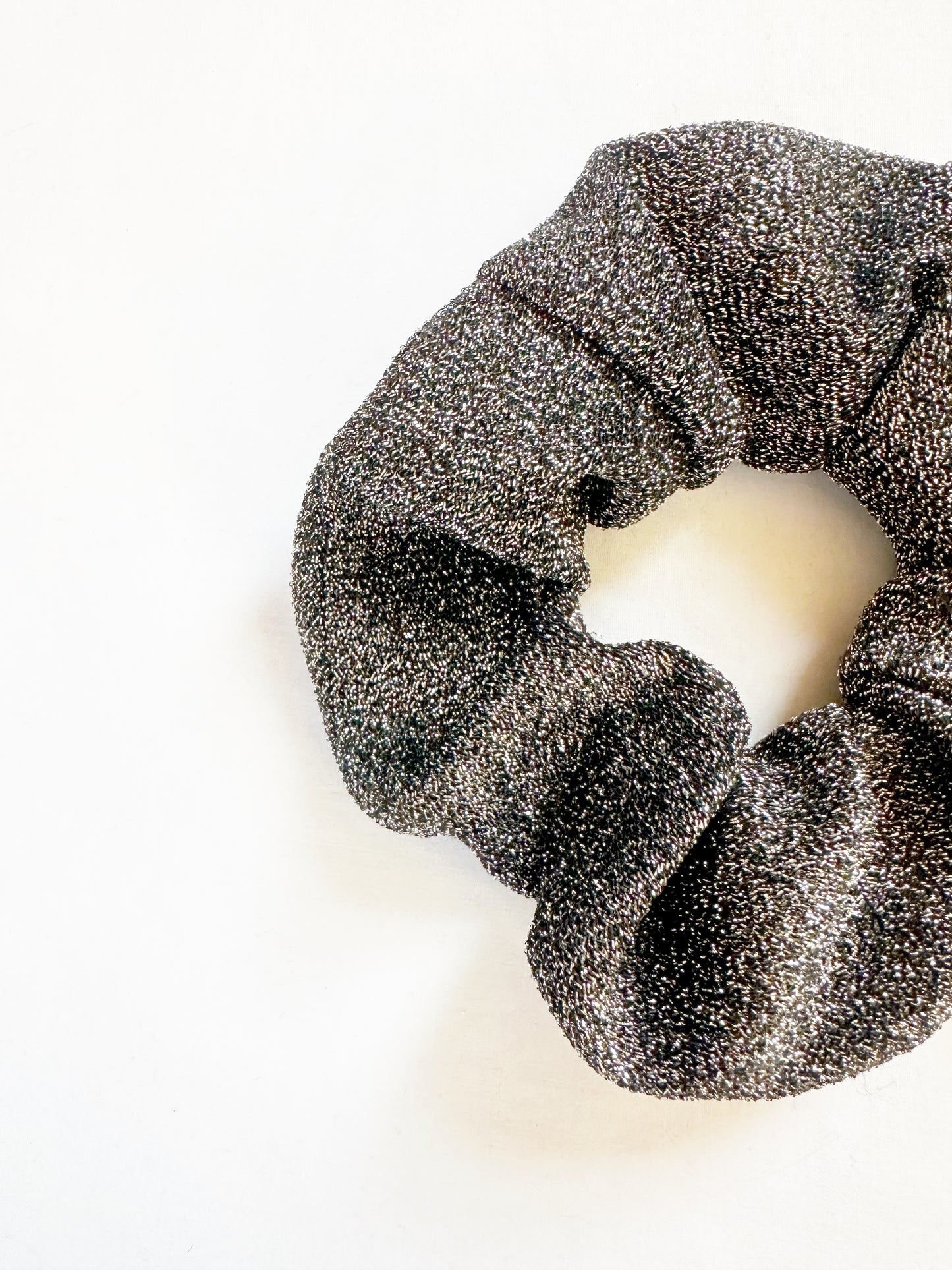 OG scrunchie in silver glitter