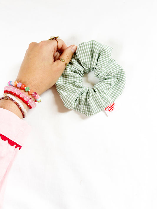 OG scrunchie in green gingham