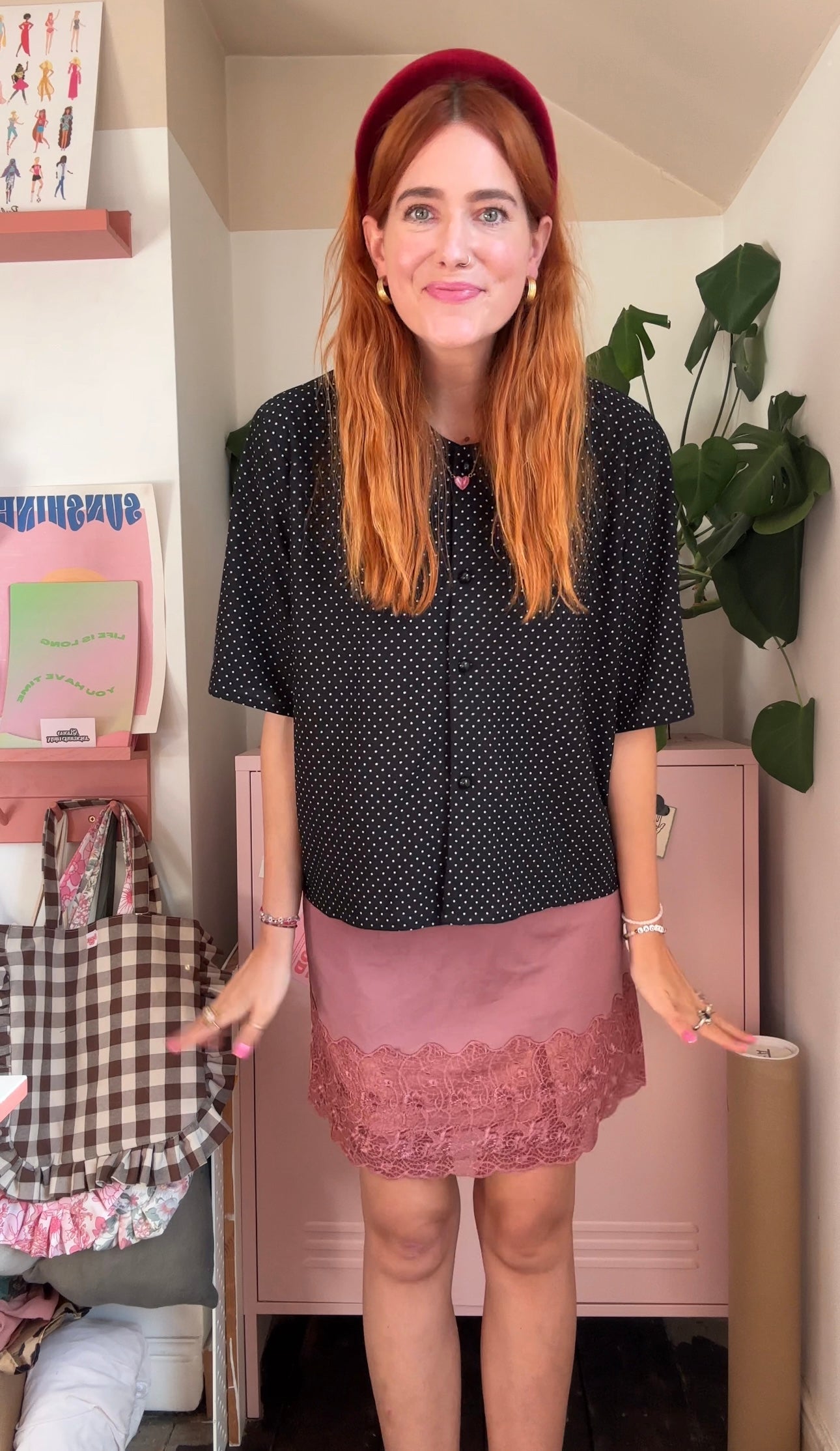 Padded Headband in deep red velour