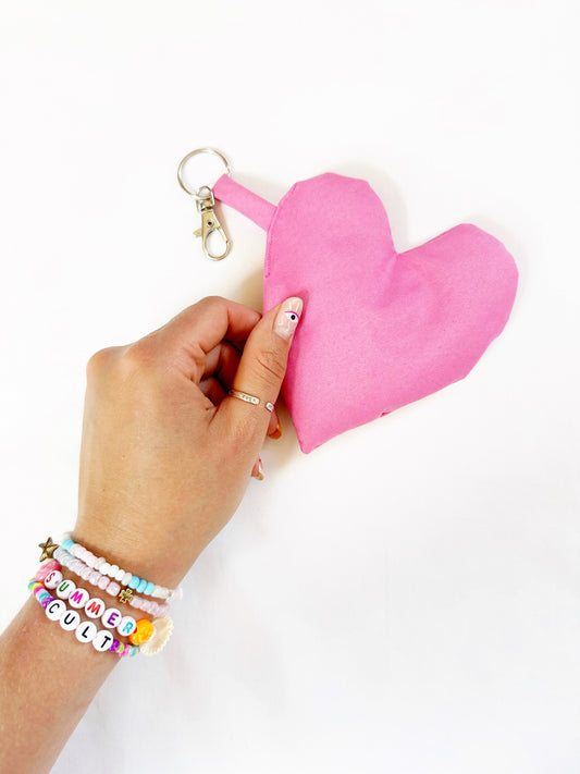Pink heart bag charm