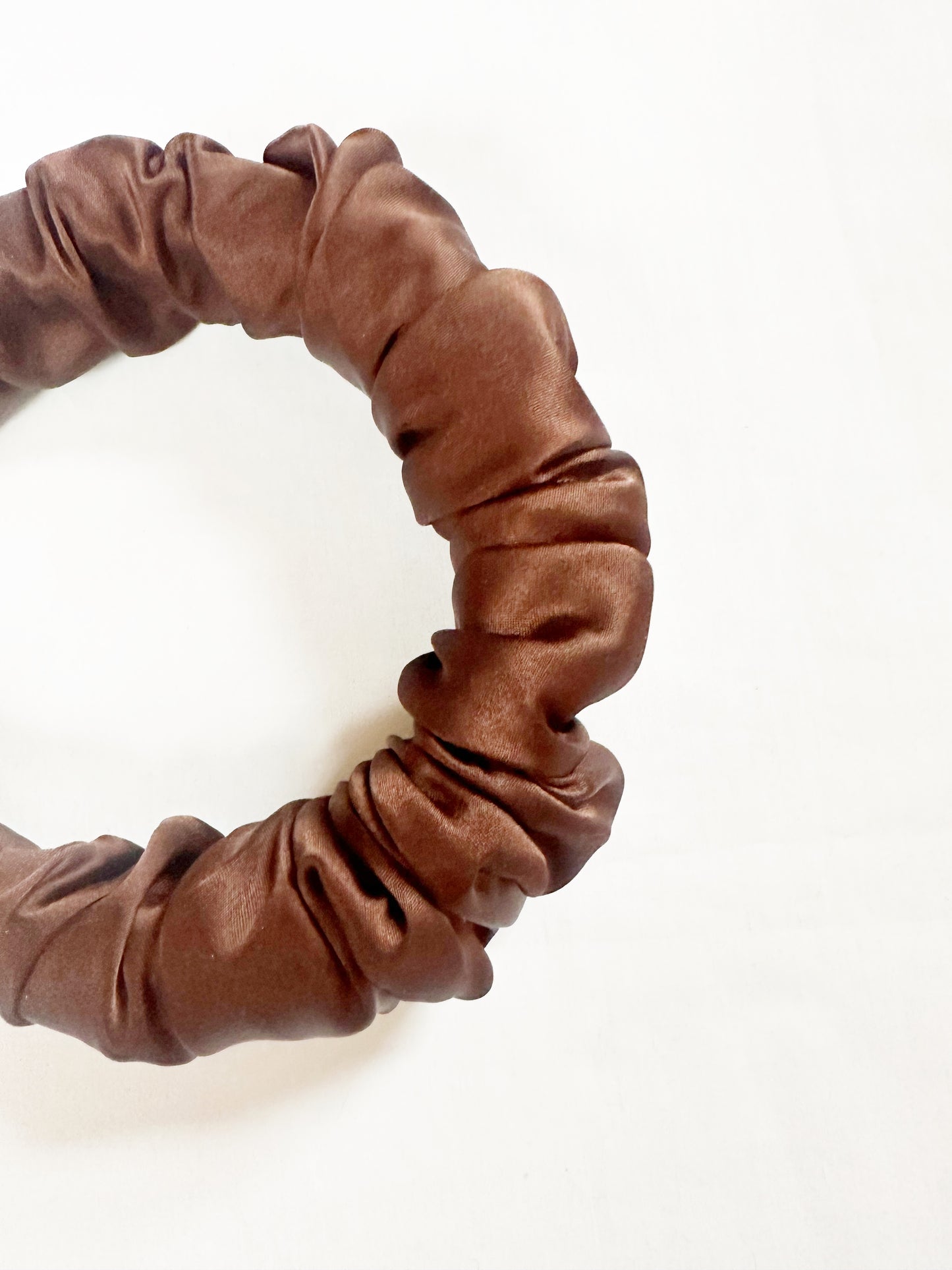 Ruffle Headband in brown silk