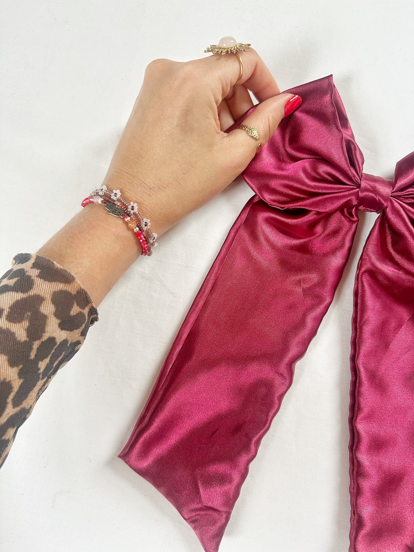 POWER Hair Bow in burgundy silk