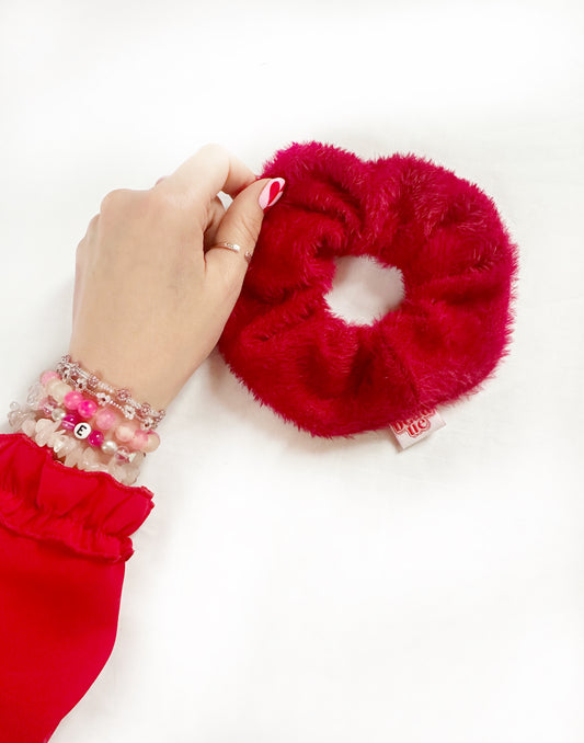 OG scrunchie in red fluff