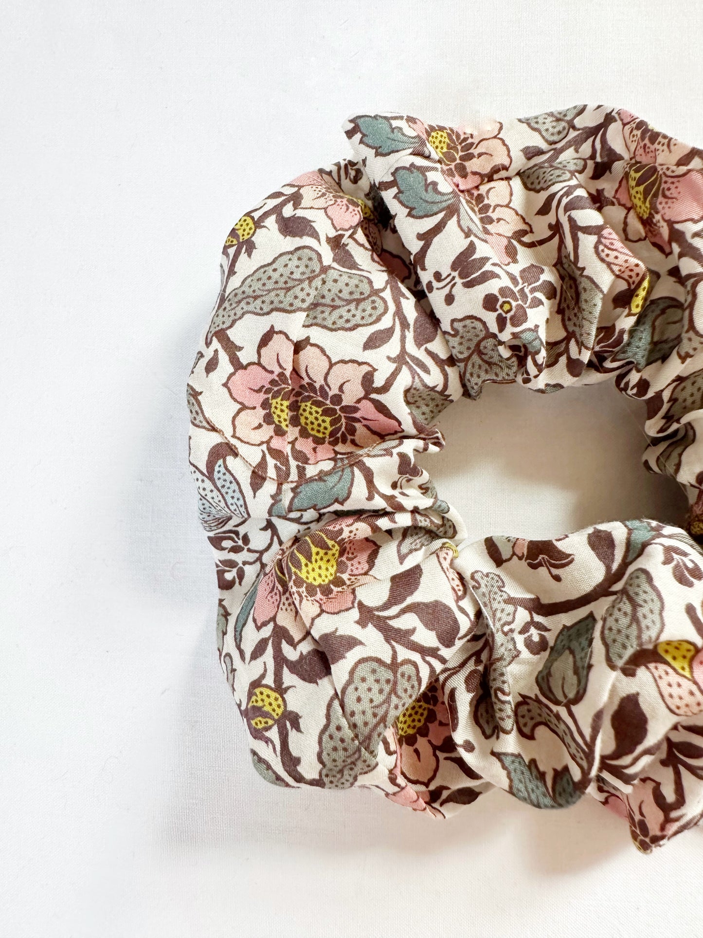 OG scrunchie in pink vine Liberty cotton