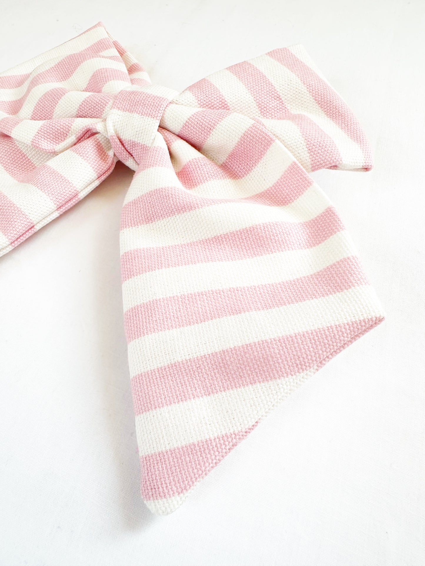 Nancy hair bow in pink white candy stripe