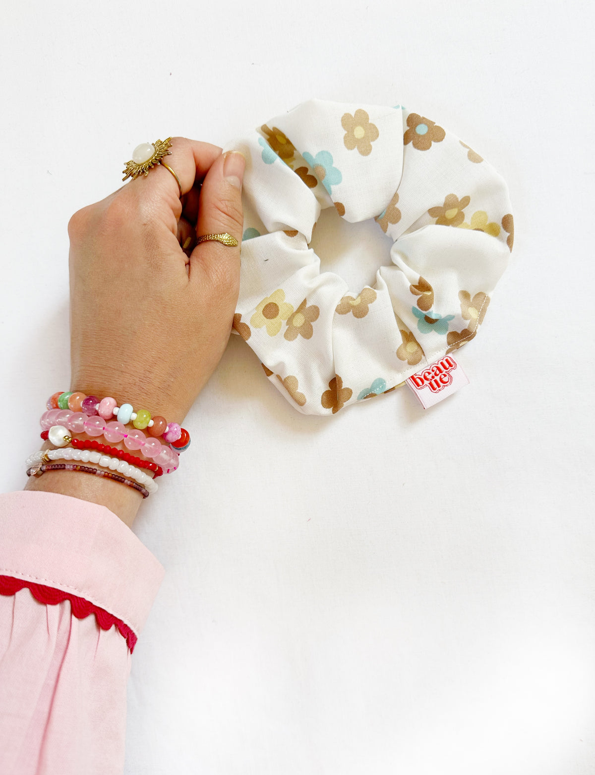 OG scrunchie in vintage blue floral