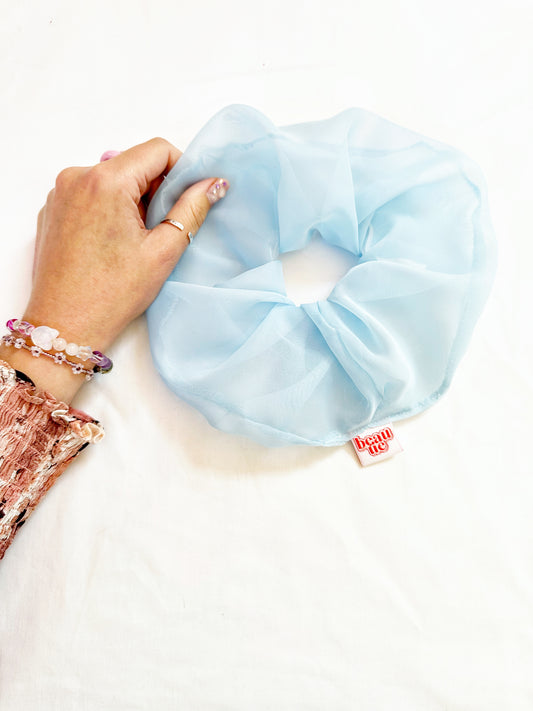 Oversized scrunchie in sheer baby blue