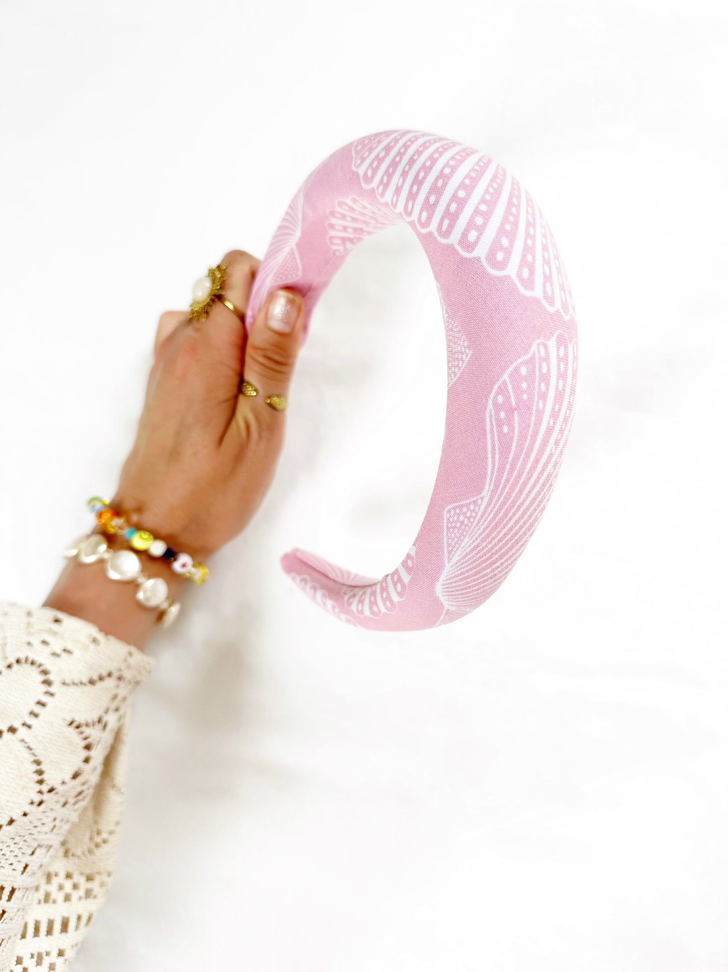 Padded Headband in pink shell print