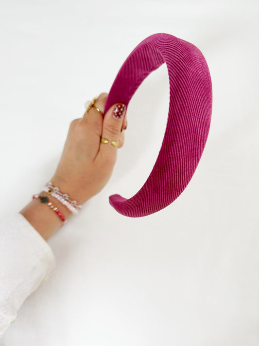 Classic Headband in magenta corduroy