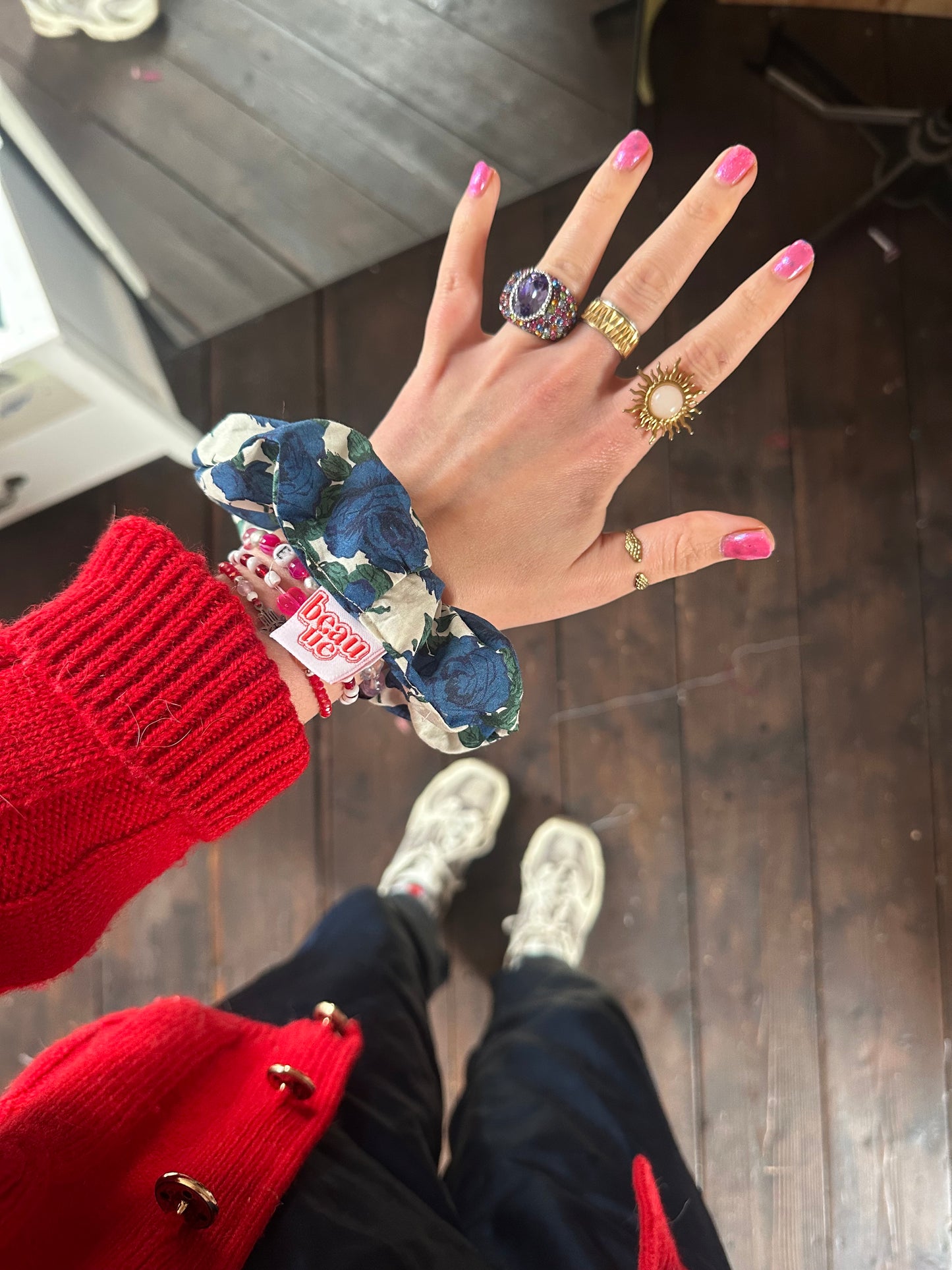 OG scrunchie in blue rose Liberty cotton