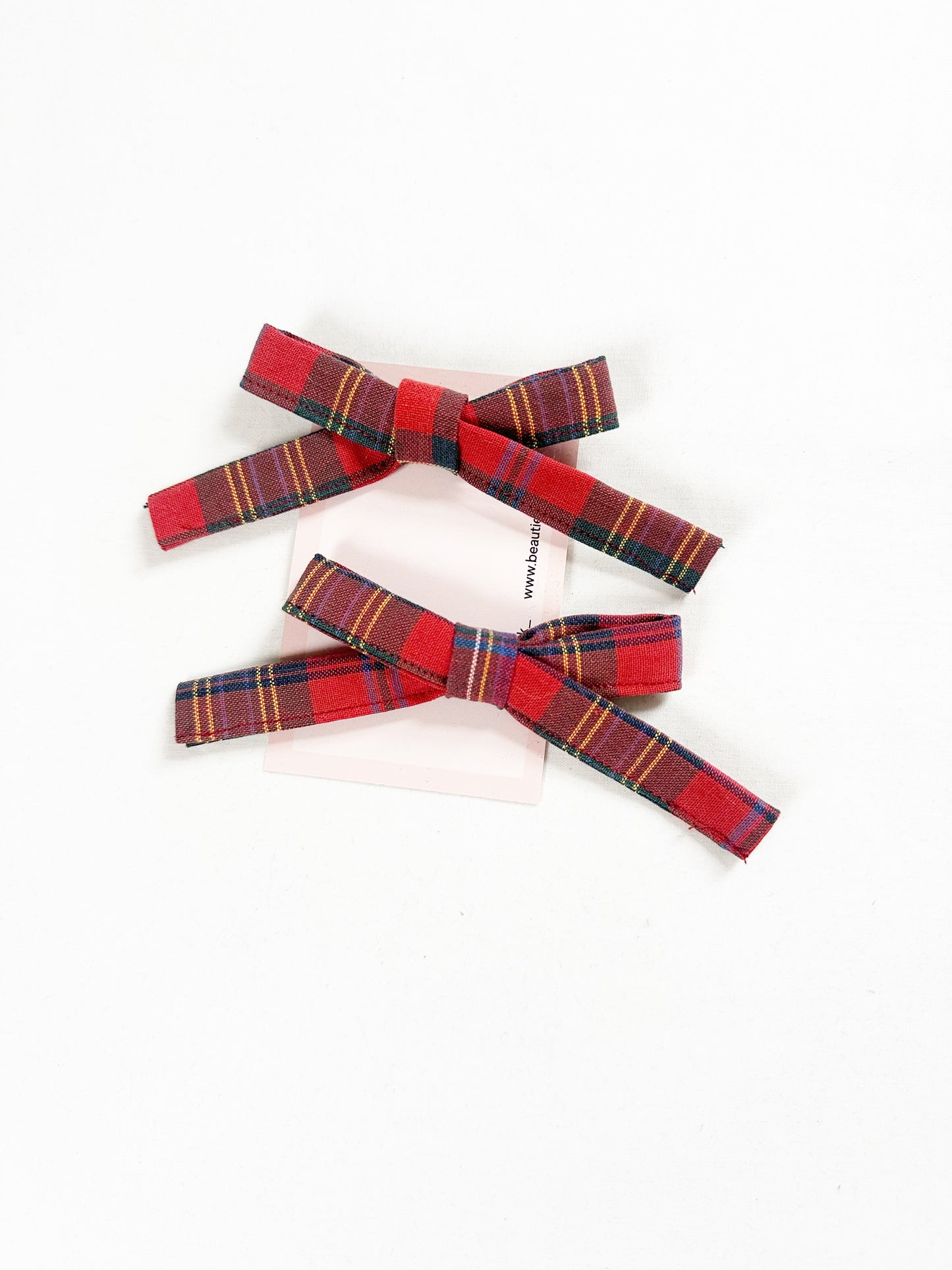 Bonnie mini hair bow set in vintage red tartan
