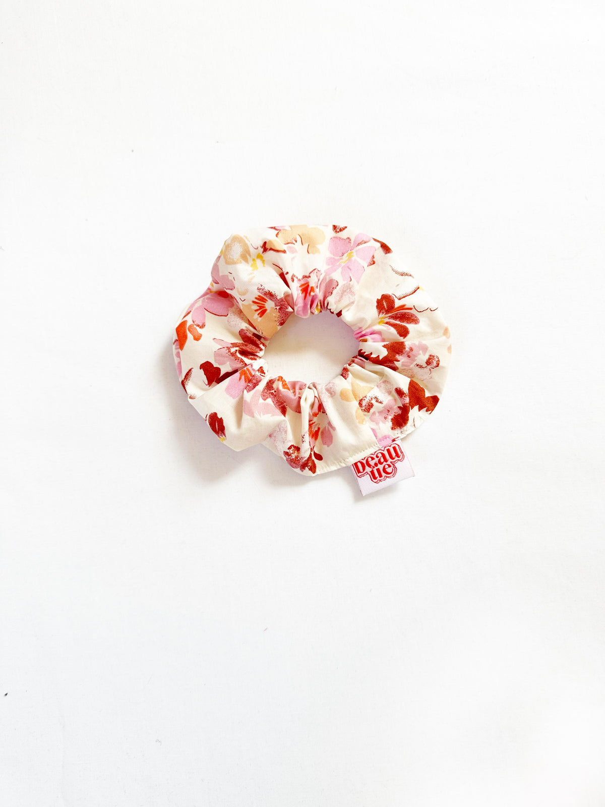 Mini scrunchie in brown pink floral