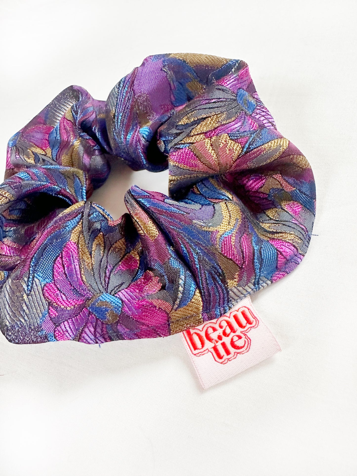 OG scrunchie in purple floral