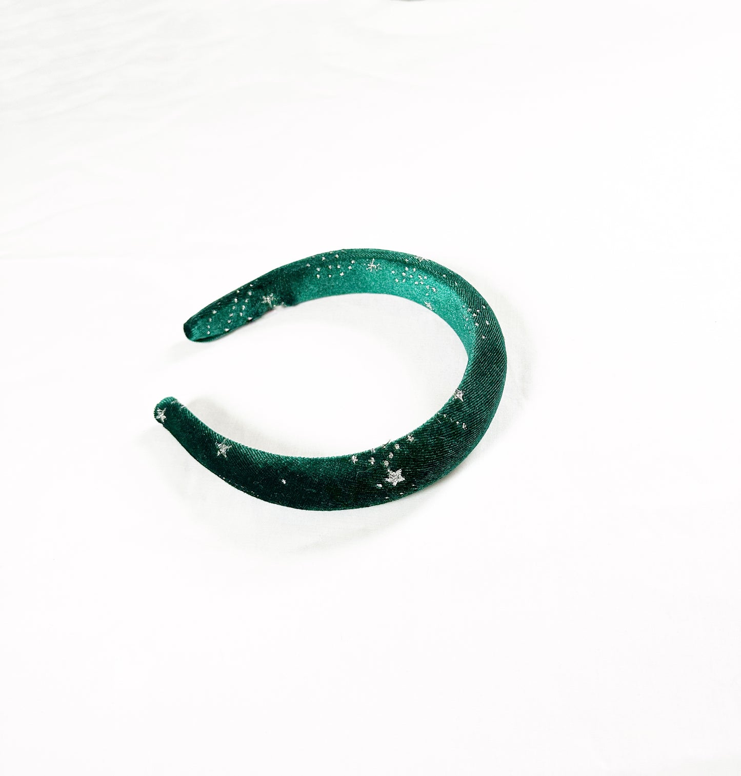 Classic Headband in green star velvet