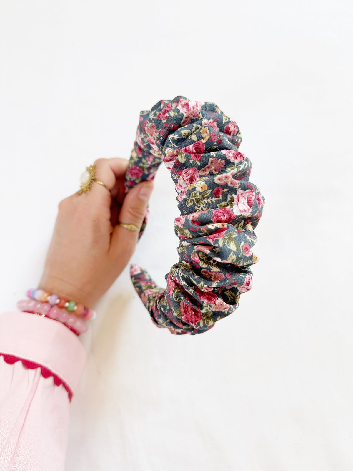 Ruffle Headband in ditsy rose floral