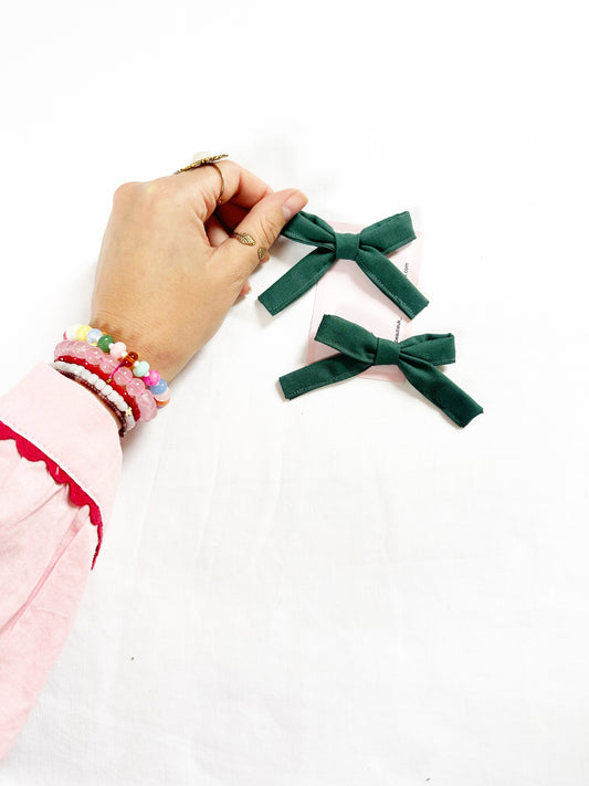 Bonnie mini hair bows in hunter green