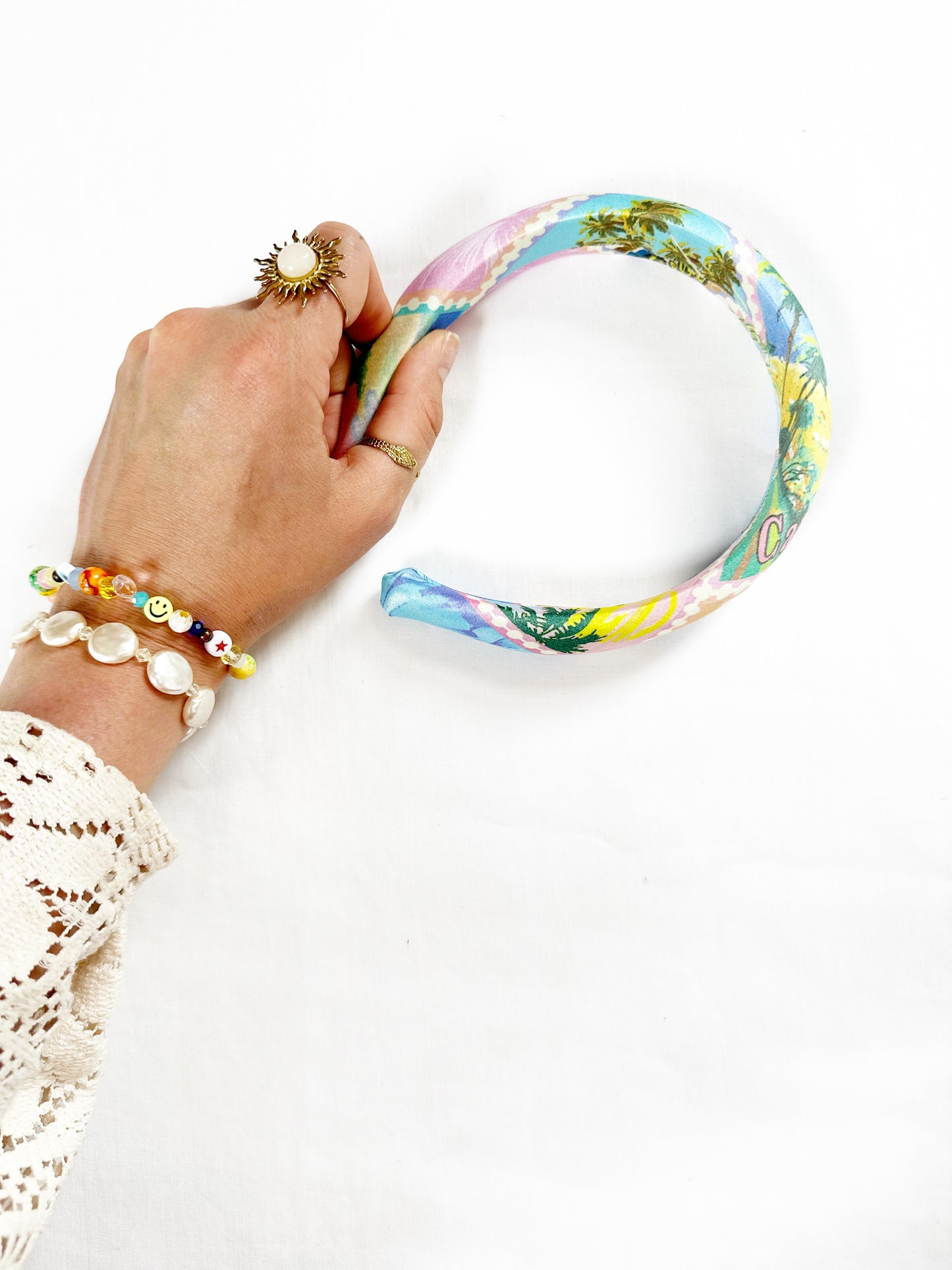 Classic Headband in holiday postcard print