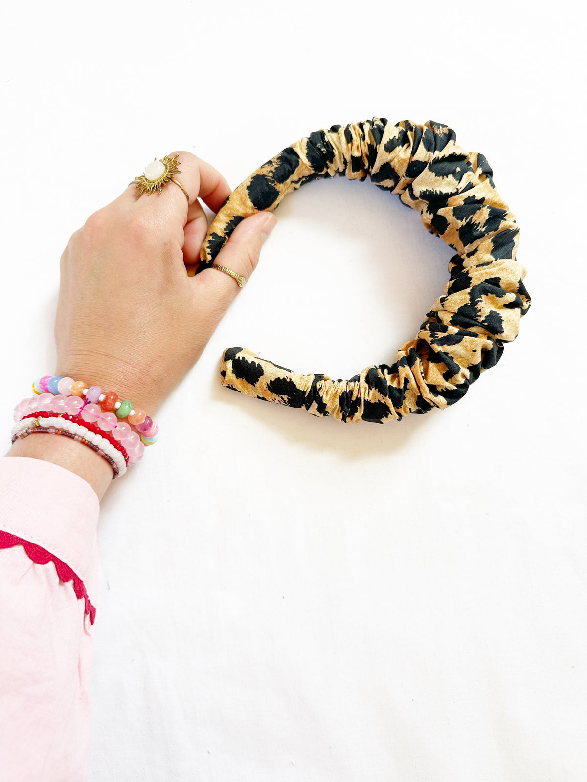 Ruffle Headband in leopard print
