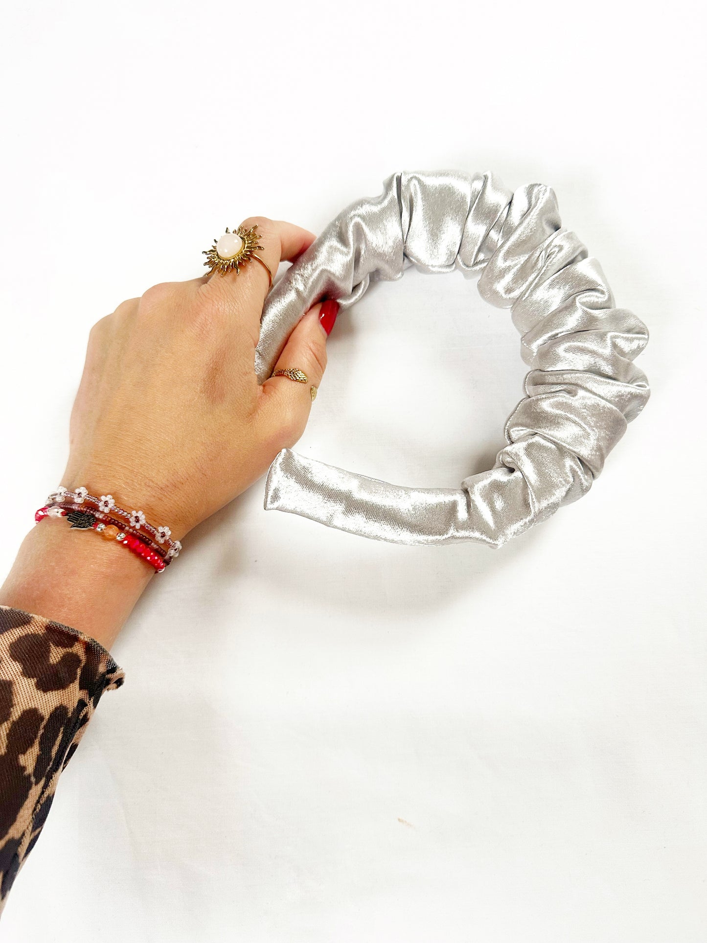 Ruffle Headband in silver shimmer