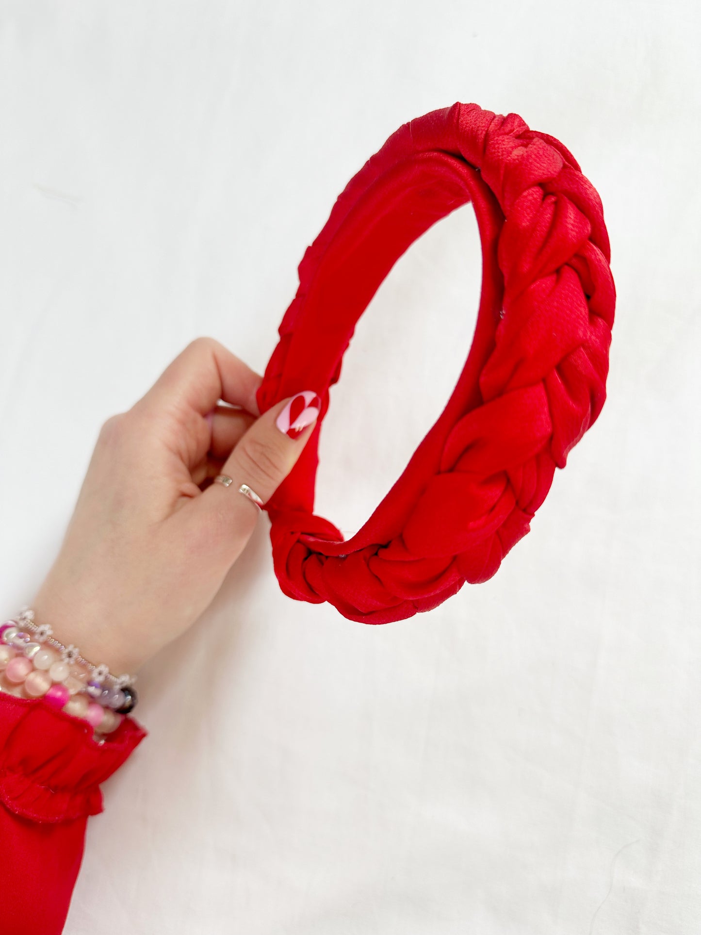 Plaited Headband in lipstick red