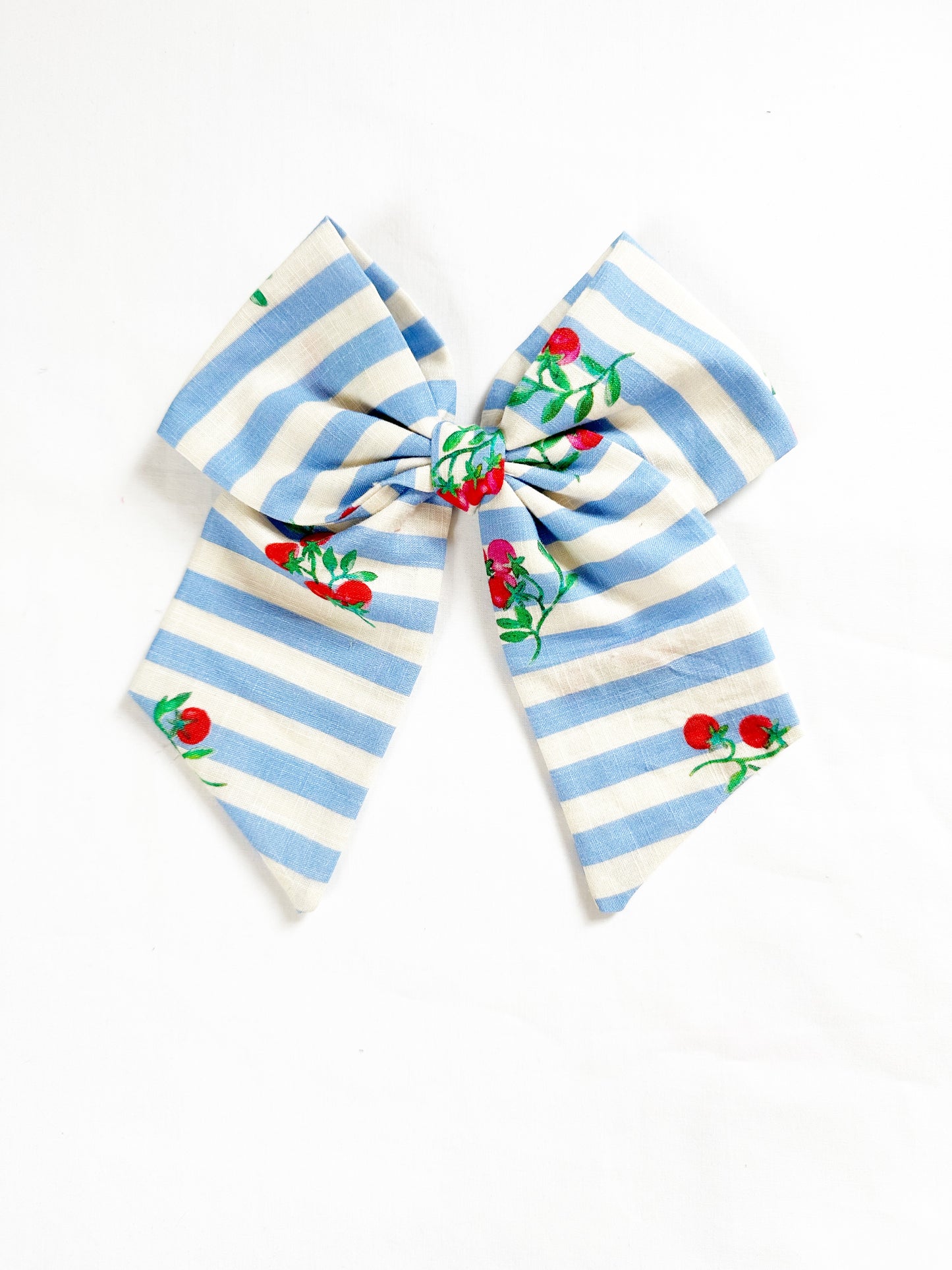 Beau hair bow in tomato & stripes