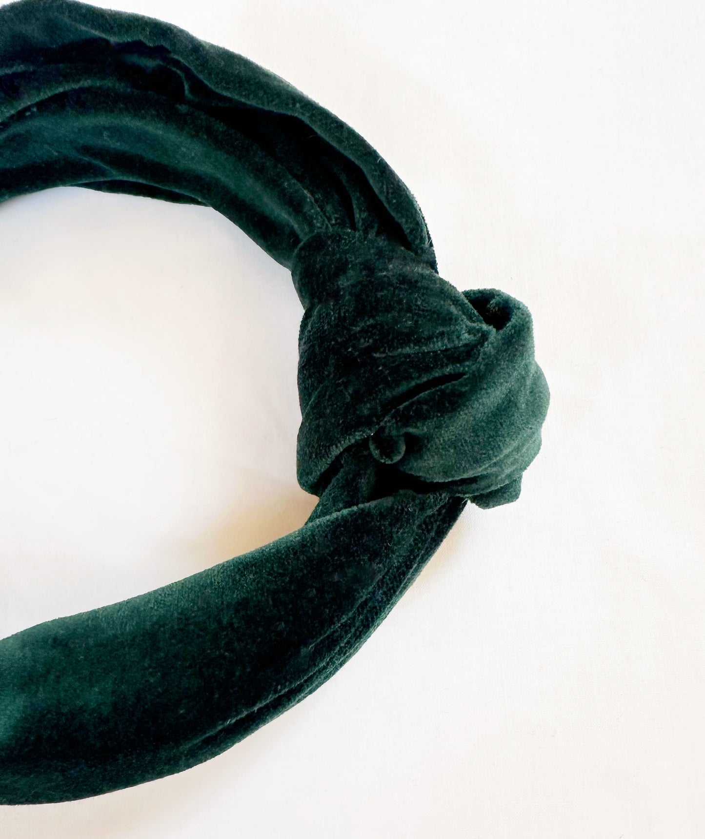 Knotted Headband in hunter green velvet