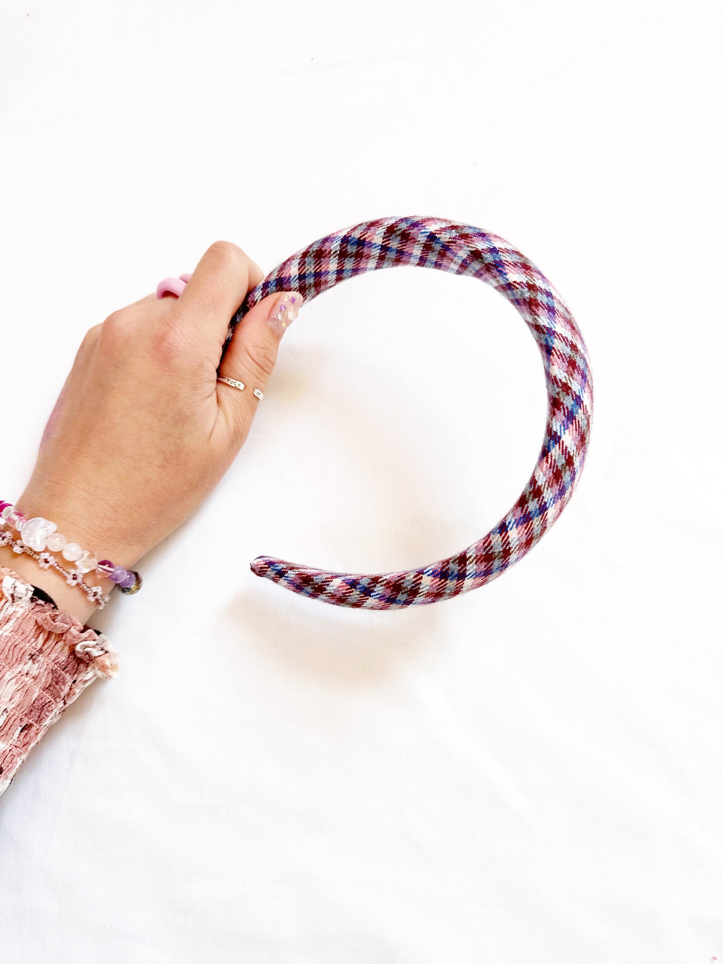 Classic Headband in brown blue tartan