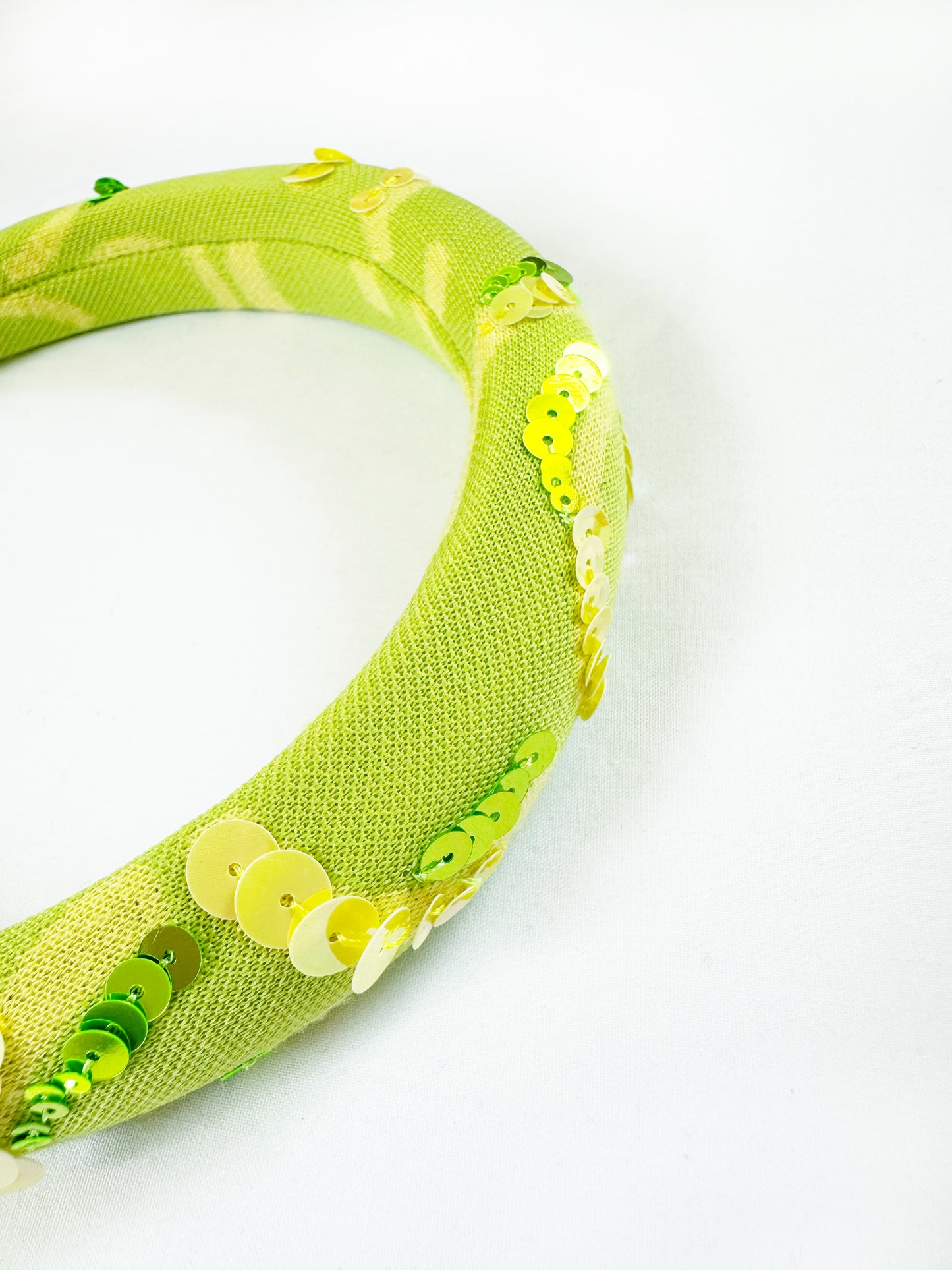 The Amalfi - Classic Headband in lime & yellow sequinned