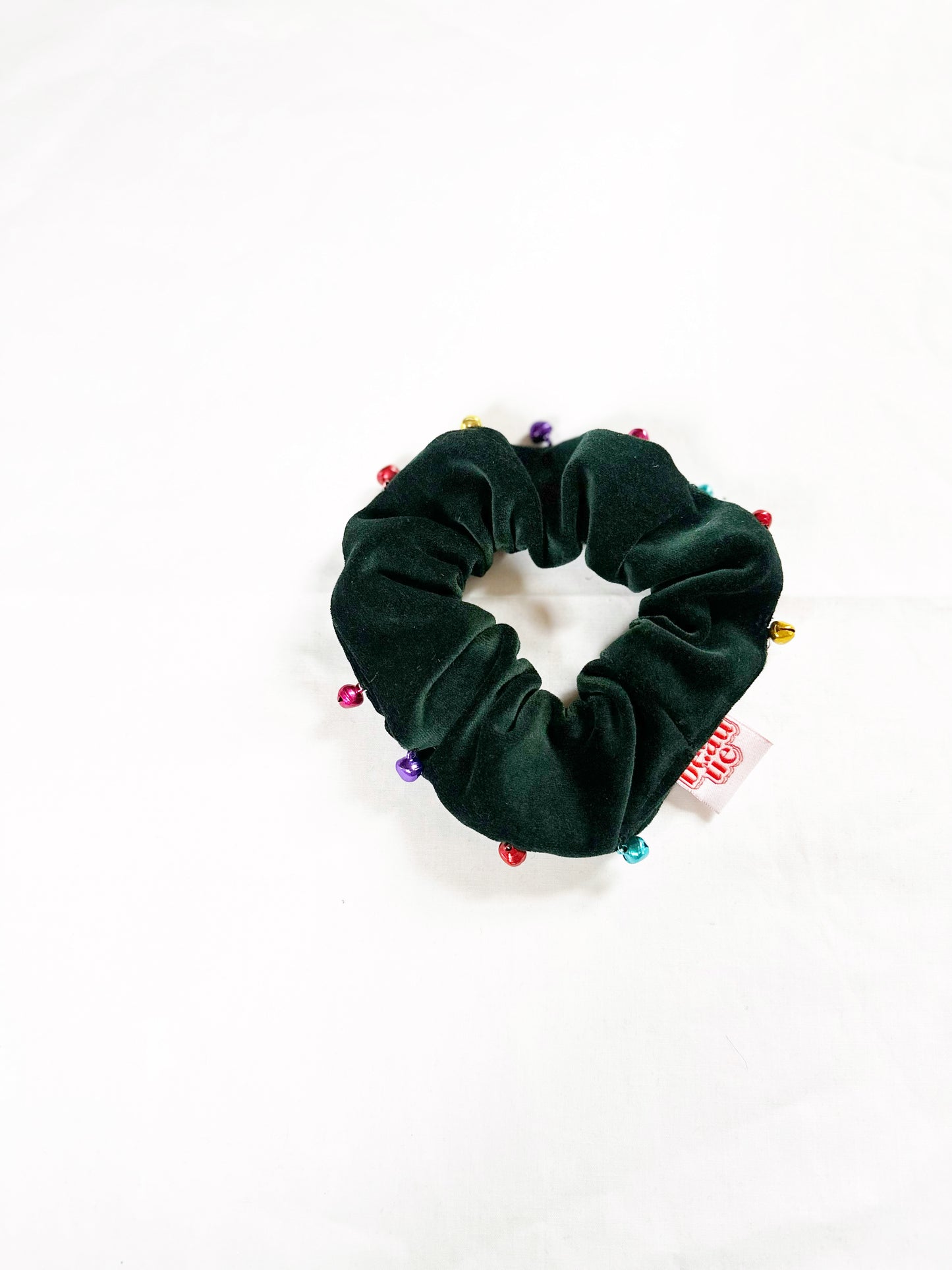 Mini scrunchie in velvet with bells