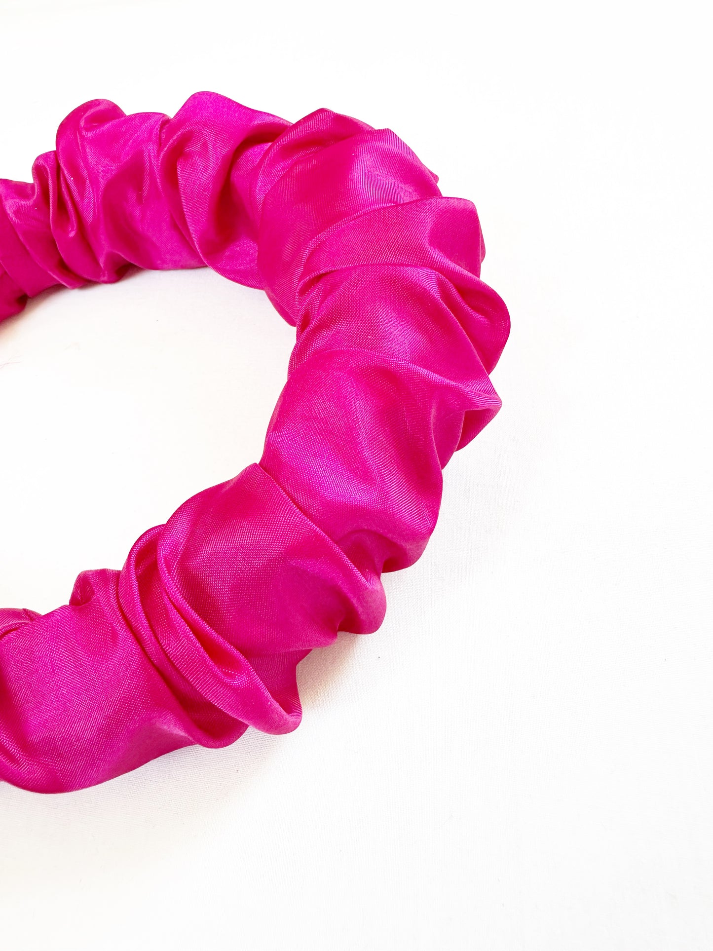 Ruffle Headband in magenta silk