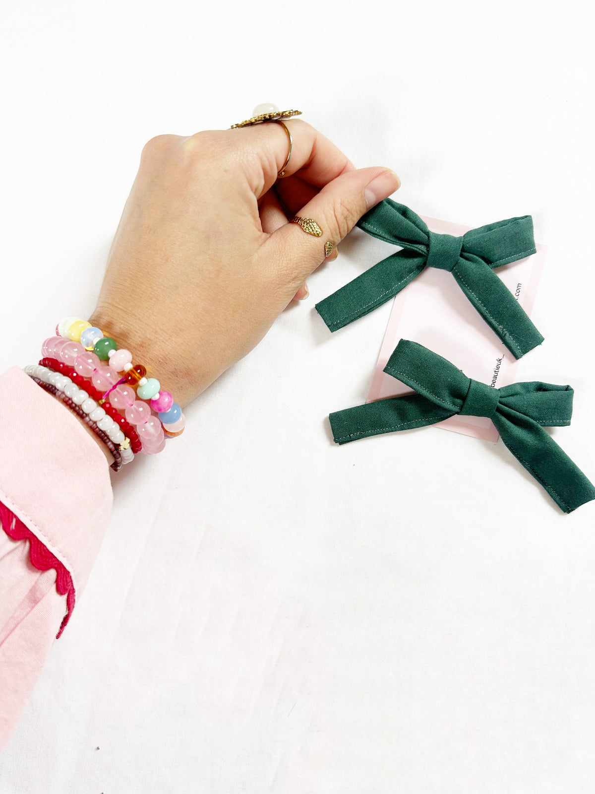 Bonnie mini hair bows in hunter green