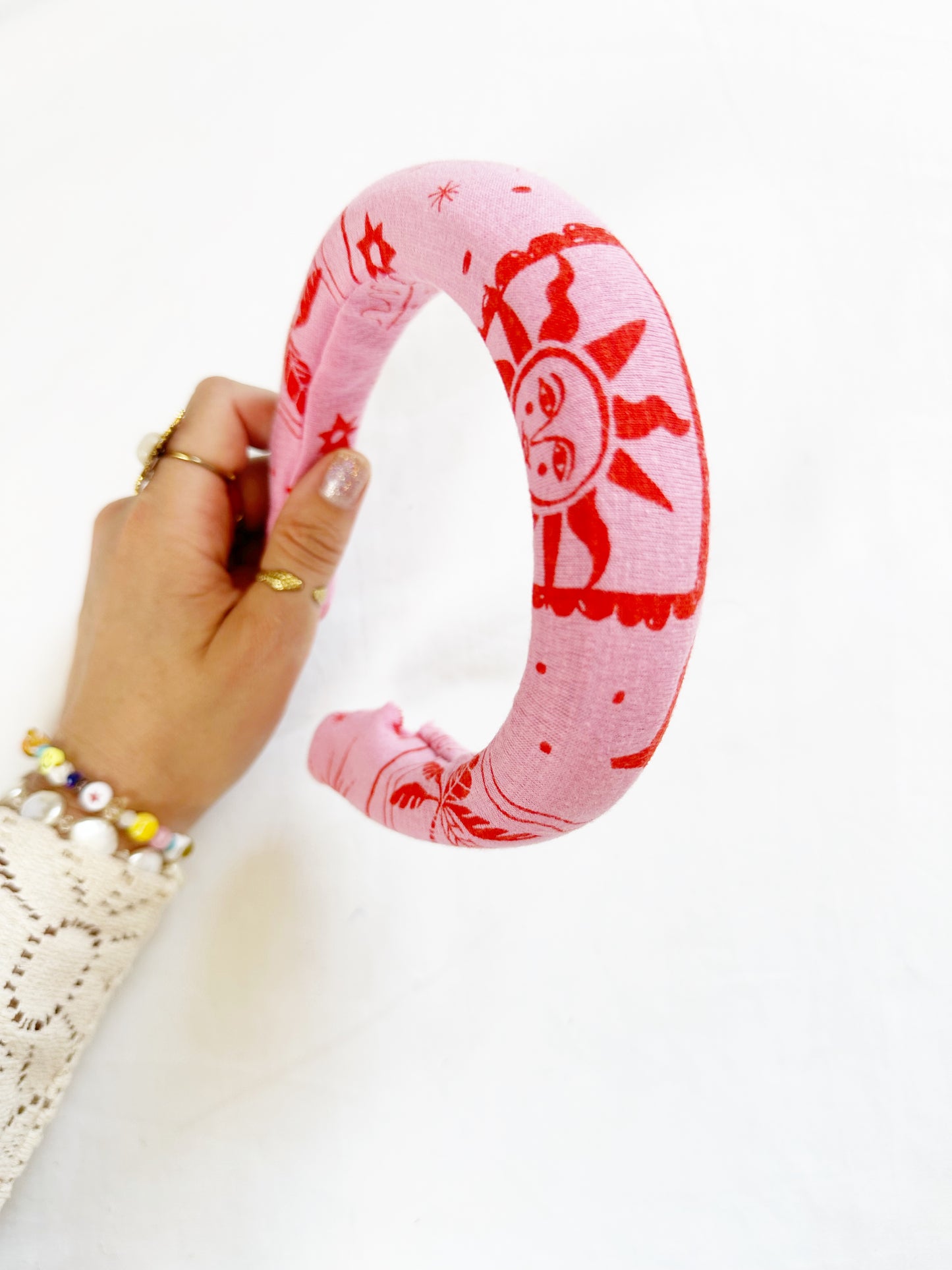 Padded Headband in pink and red