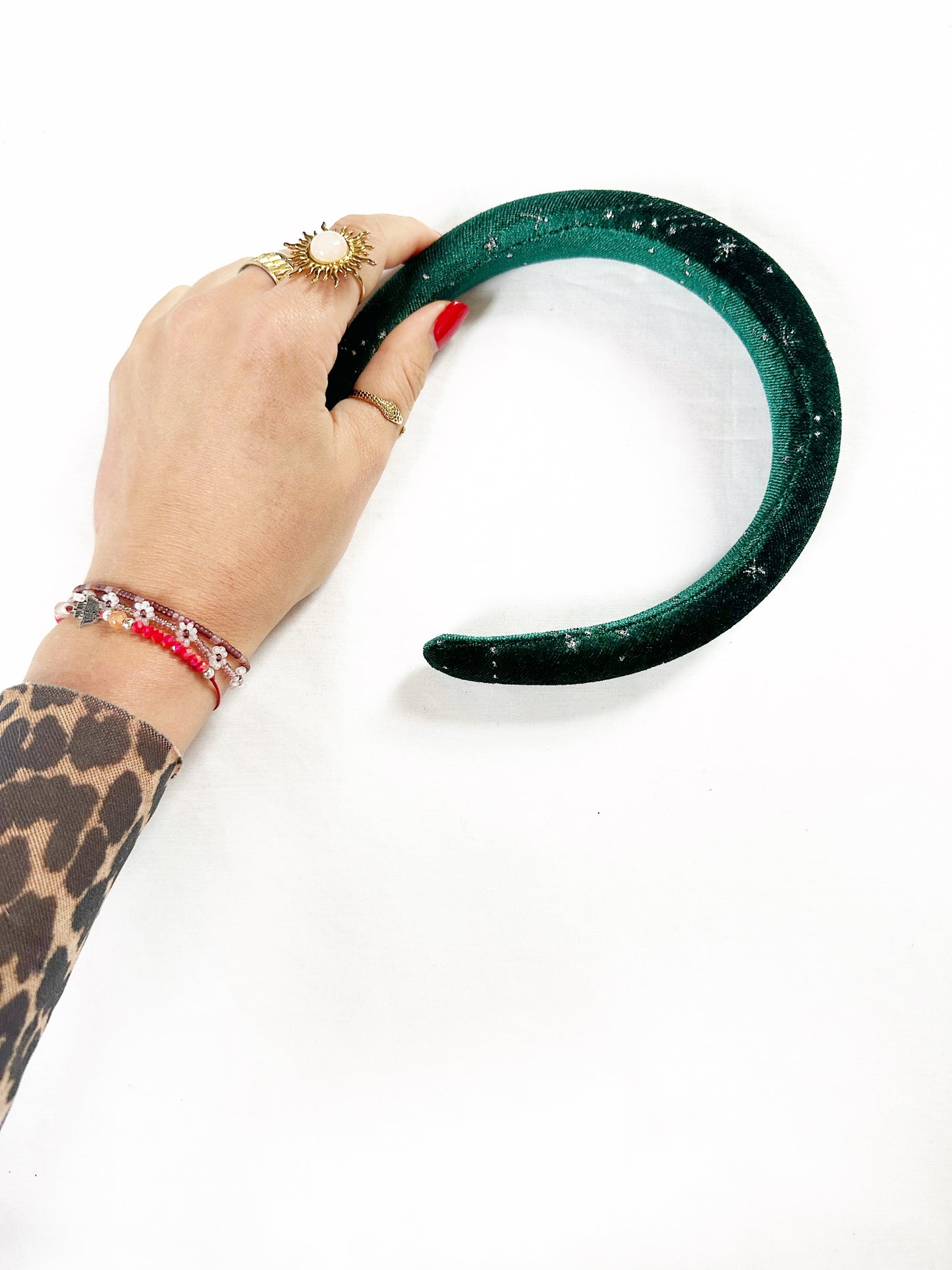 Classic Headband in green velvet star