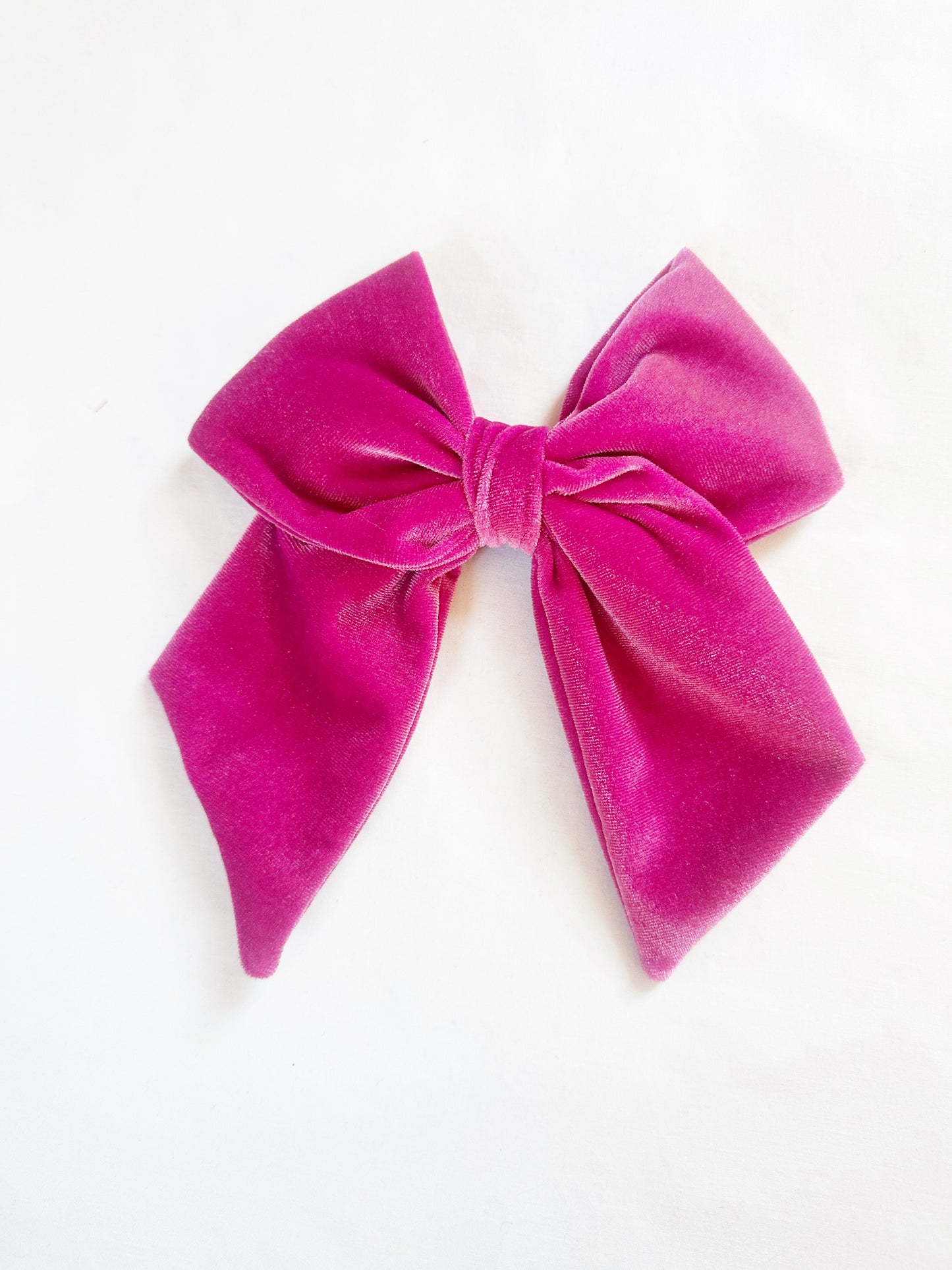 Beau hair bow in hot pink velour velvet