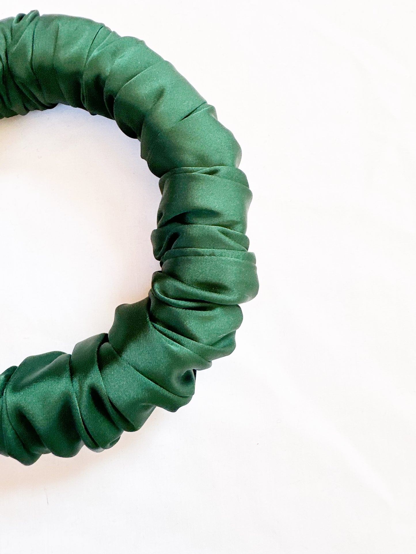 Ruffle Headband in hunter green silk