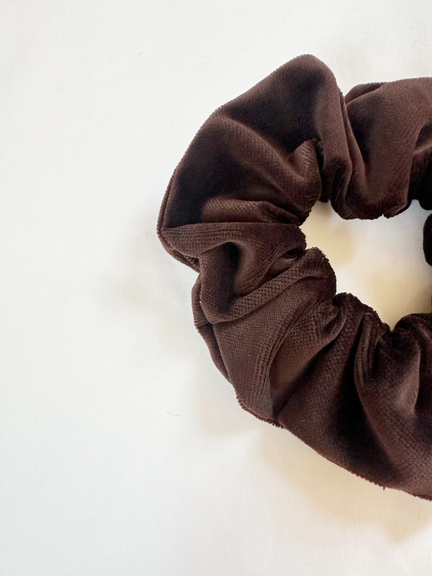 OG scrunchie in chocolate brown velvet