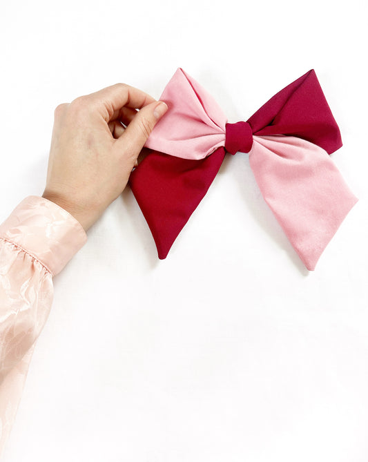 Verity Beau hair bow in berry and blush