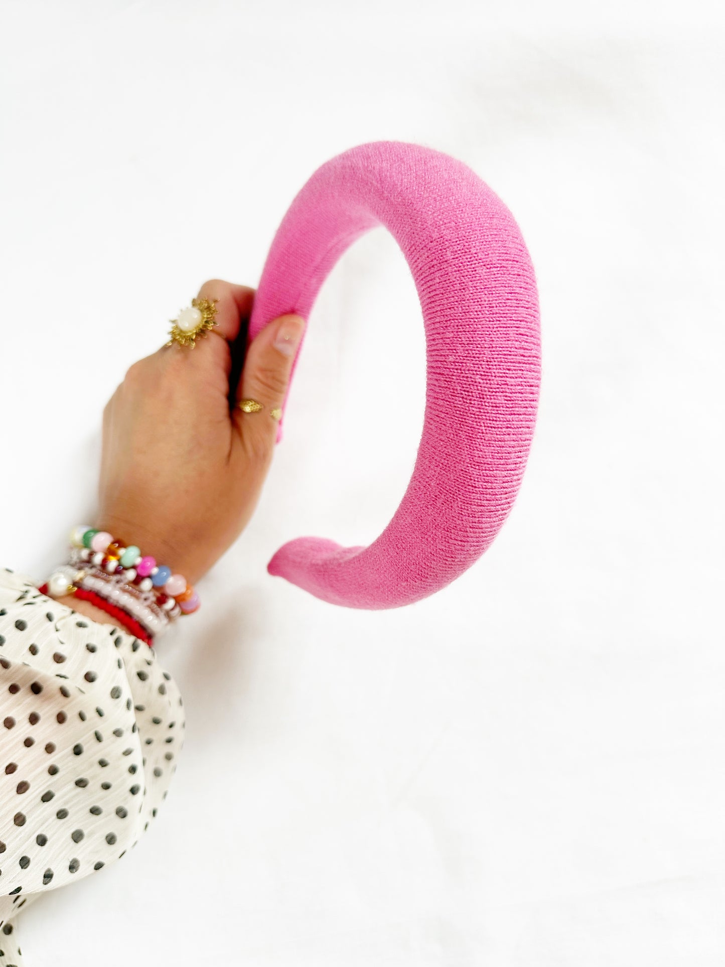 Padded Headband in pink wool