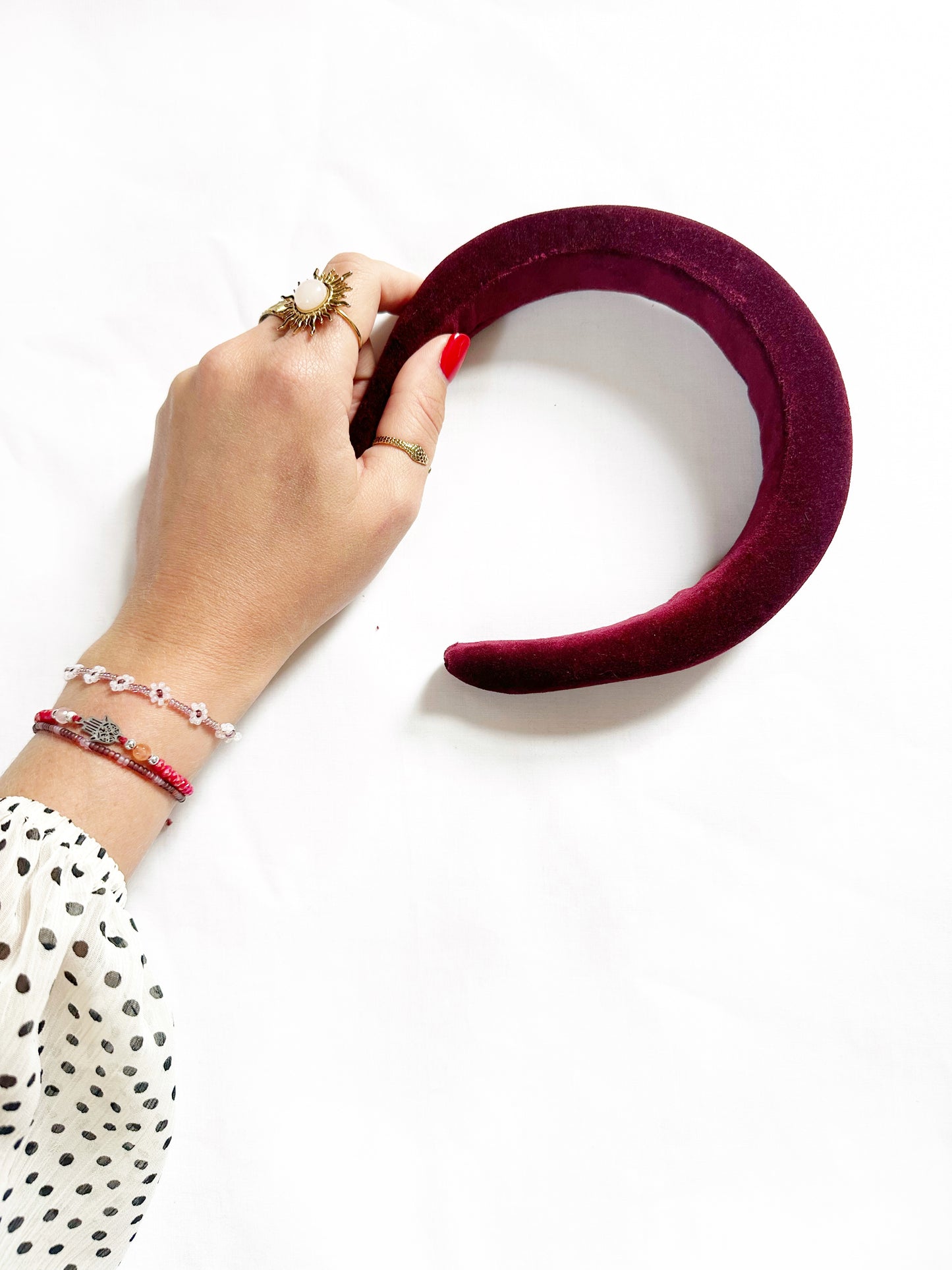 Padded Headband in burgundy velvet