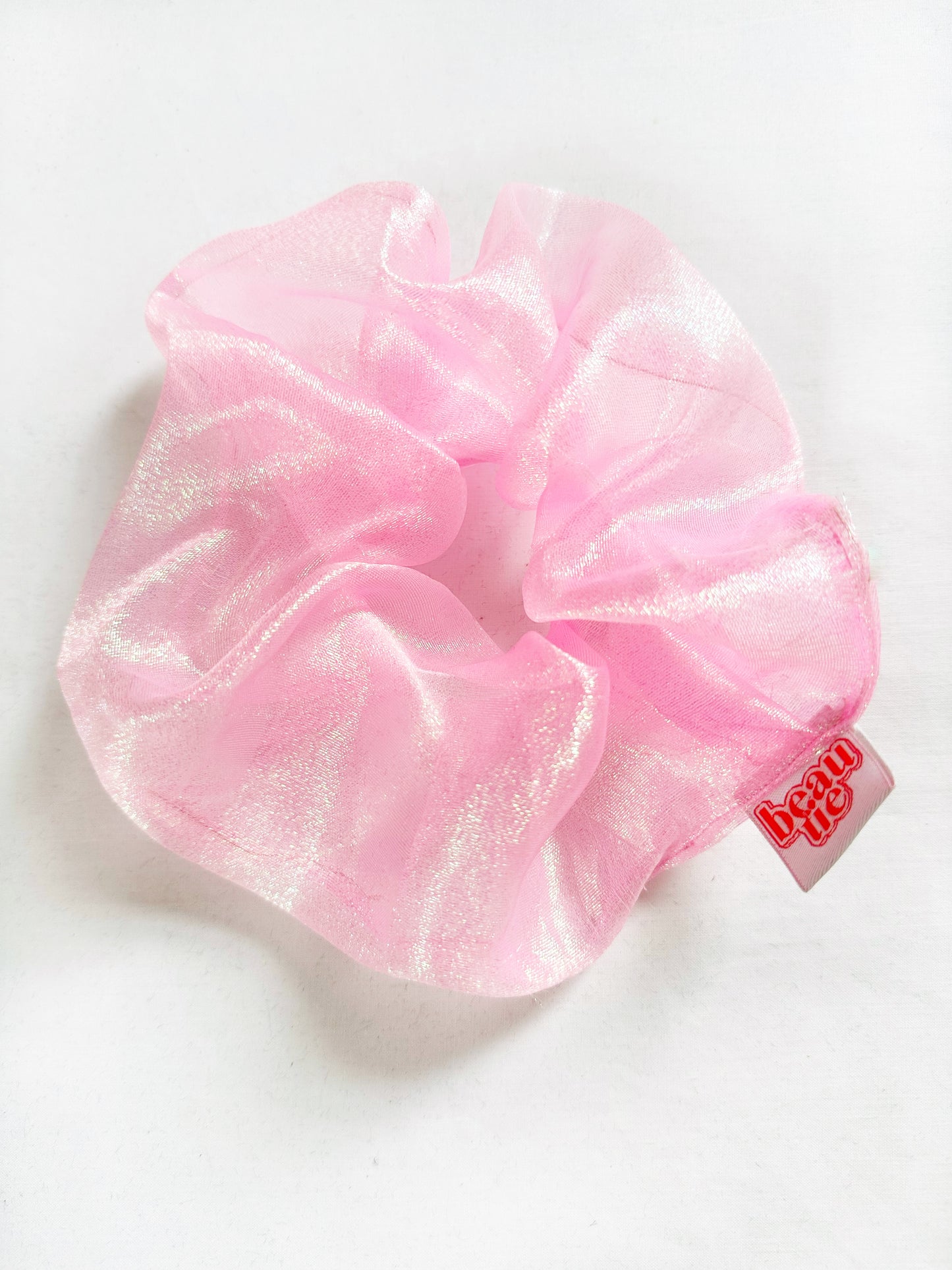 Oversized sheer scrunchie in shimmery pink