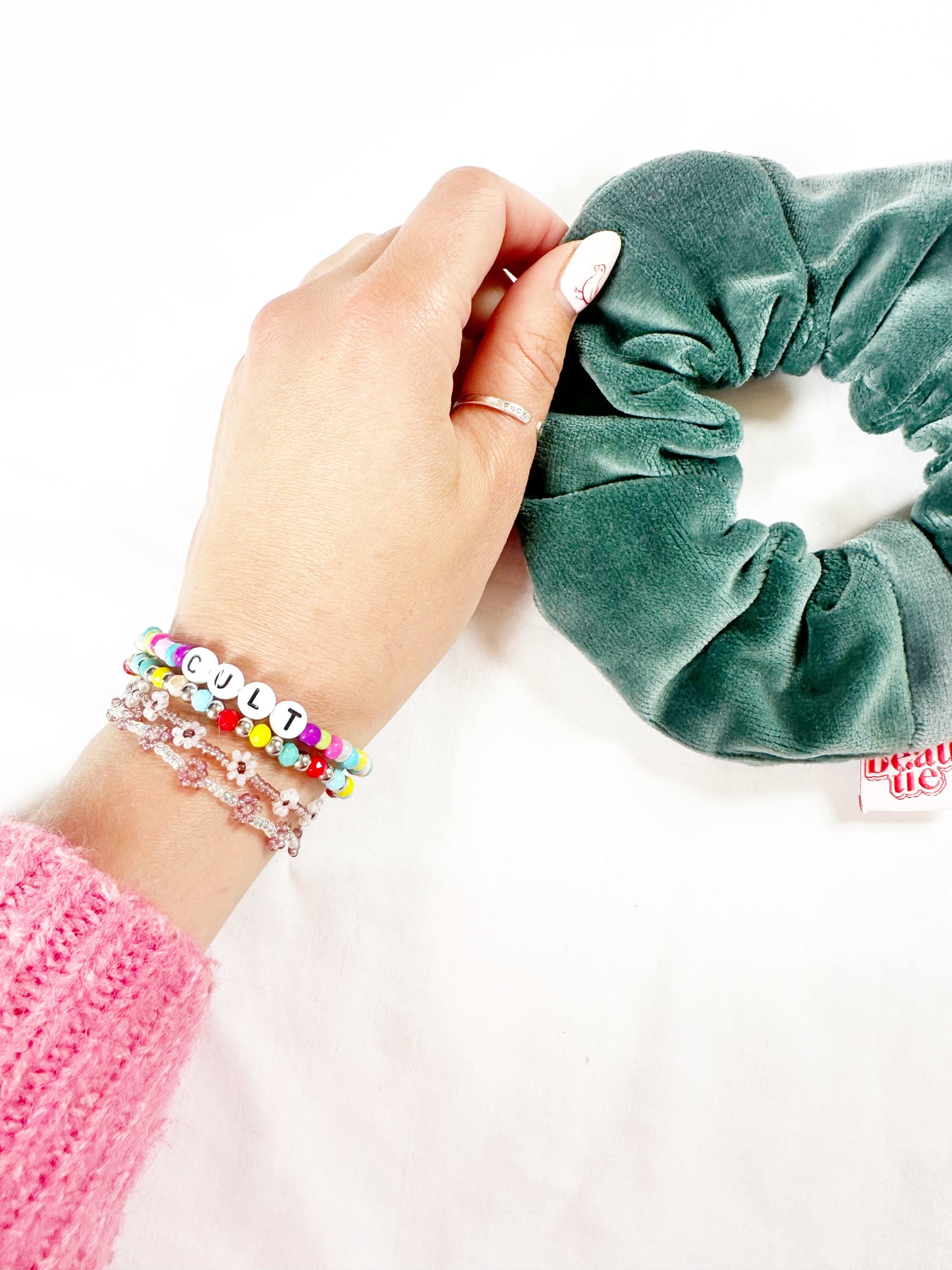 OG scrunchie in sea green velvet