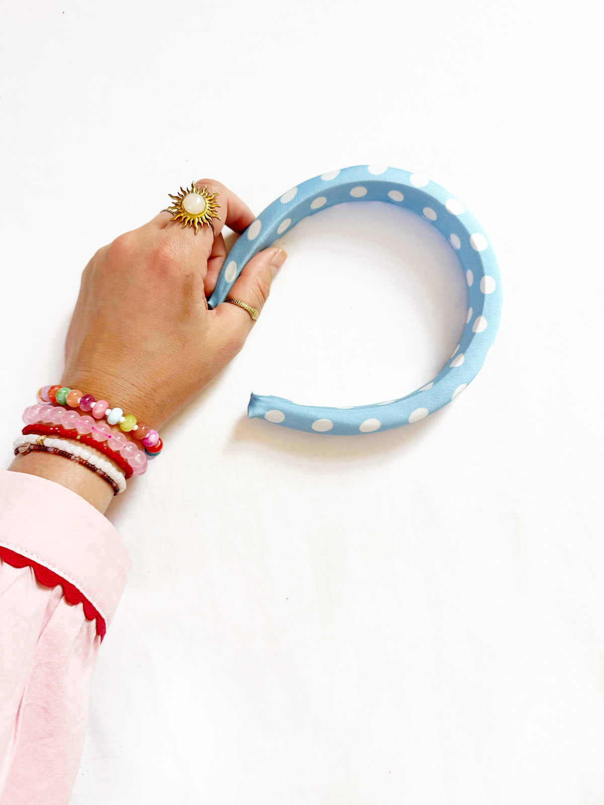 Classic Headband in blue polka dot
